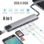 adaptateur 8en1 type c vers pd hdtv hdmi 4k rj45 usb 3.0/3.1 carte sd/tf