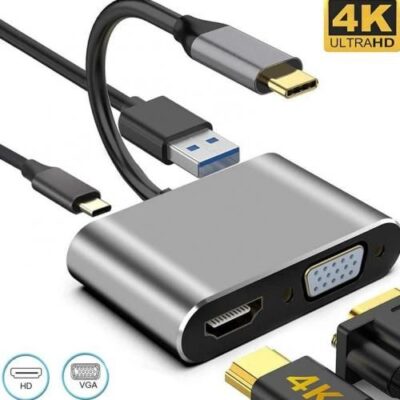 Adaptateur Type C 4 in 1 HDMI+VGA+USB 3.0+DP